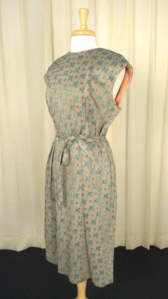 1960s Brown & Turq Party Dress Cats Like Us