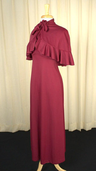 1960s Burgundy Capelet Maxi Cats Like Us