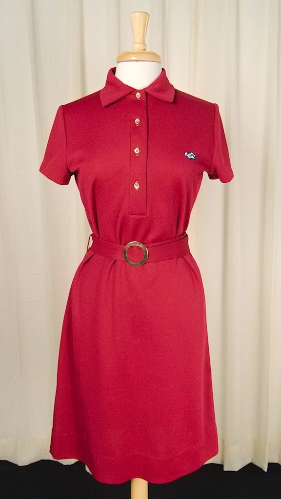 Vintage 1960s Burgundy Womens Polo Shirt Dress – Cats Like Us