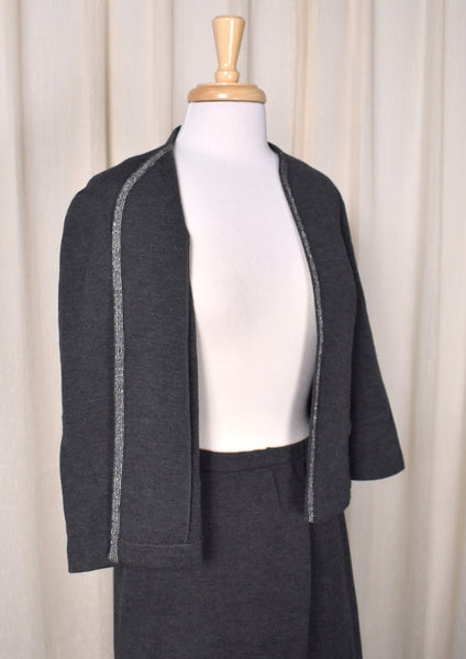 1960s Charcoal Wool Skirt Set Cats Like Us