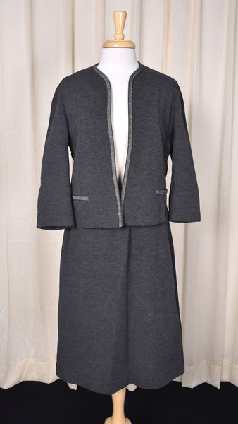 1960s Charcoal Wool Skirt Set Cats Like Us