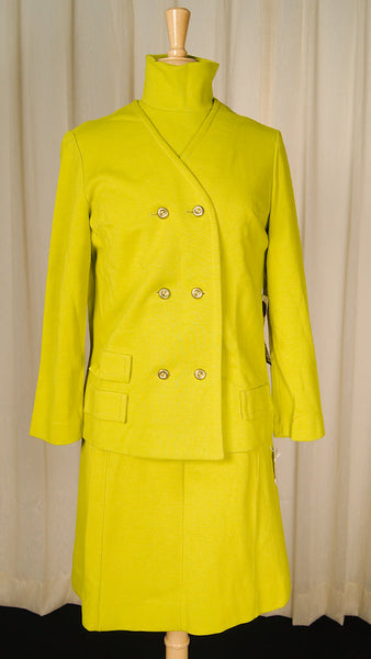 1960s Chartreuse Skirt Suit Cats Like Us