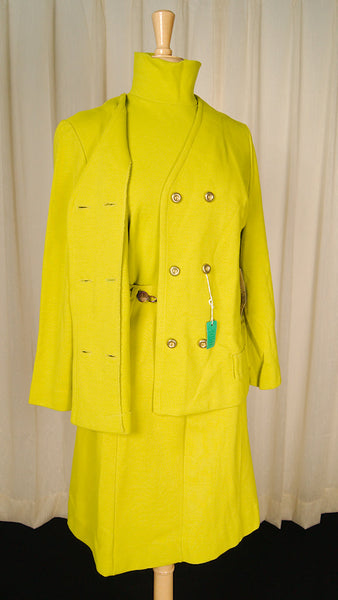 1960s Chartreuse Skirt Suit Cats Like Us