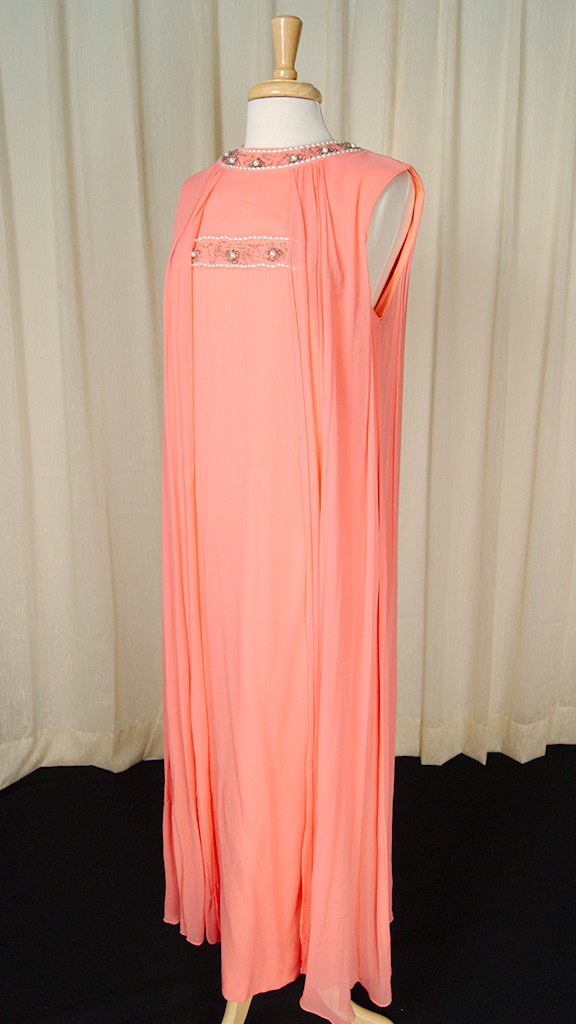 1960s Coral Beaded Maxi Dress – Cats Like Us