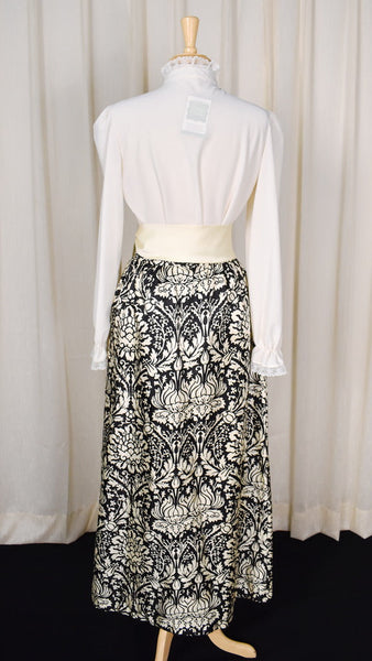1960s Cream & Black Maxi Skirt Cats Like Us