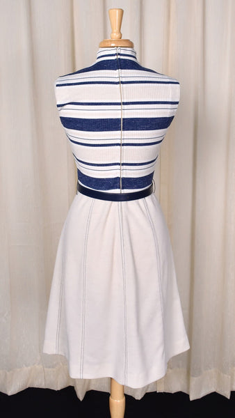 1960s Cream & Blue Dress Set Cats Like Us