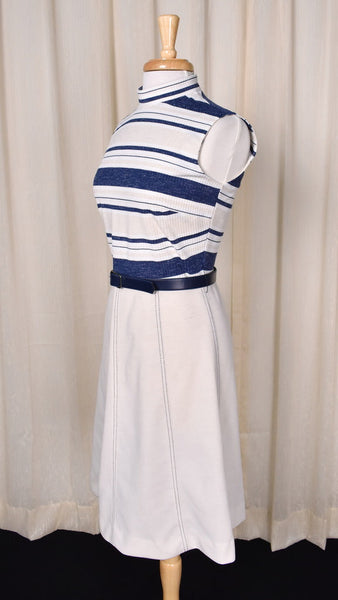 1960s Cream & Blue Dress Set Cats Like Us