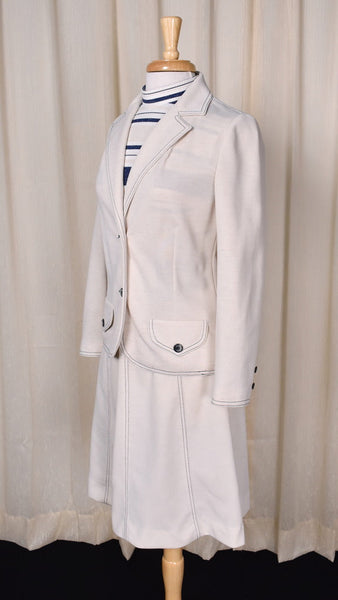 1960s Cream & Blue Dress Set Cats Like Us