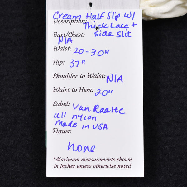 1960s Cream Lace Vintage Half Slip W20-30 Cats Like Us