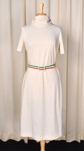 1960s Cream Striped Dress with Jacket Cats Like Us