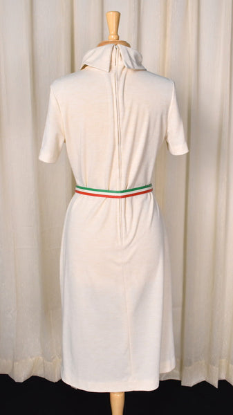 1960s Cream Striped Dress with Jacket Cats Like Us