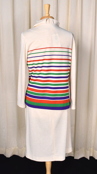 1960s Cream Striped Dress with Jacket Cats Like Us