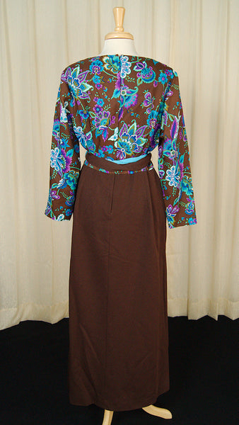 1960s Floral Paisley Maxi Dress Cats Like Us