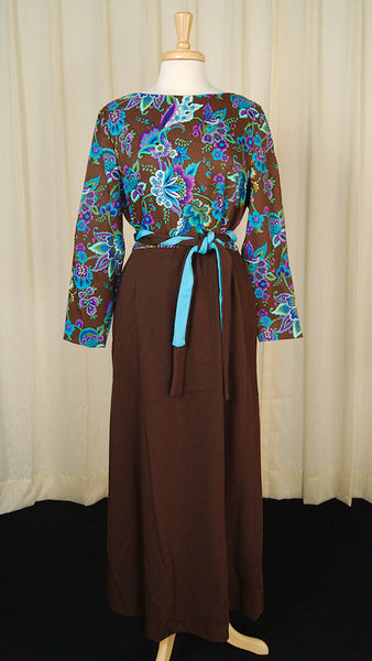 1960s Floral Paisley Maxi Dress Cats Like Us