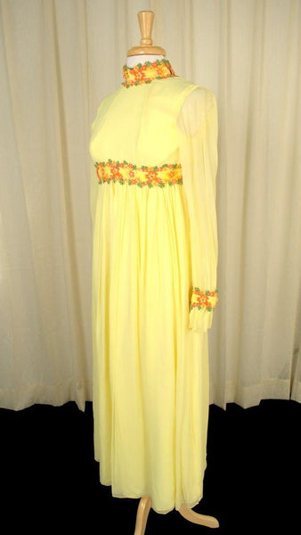 1960s Flower Child Maxi Dress Cats Like Us