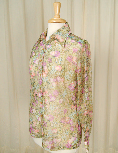 1960s Fruit Blouse Shirt Cats Like Us