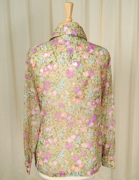 1960s Fruit Blouse Shirt Cats Like Us