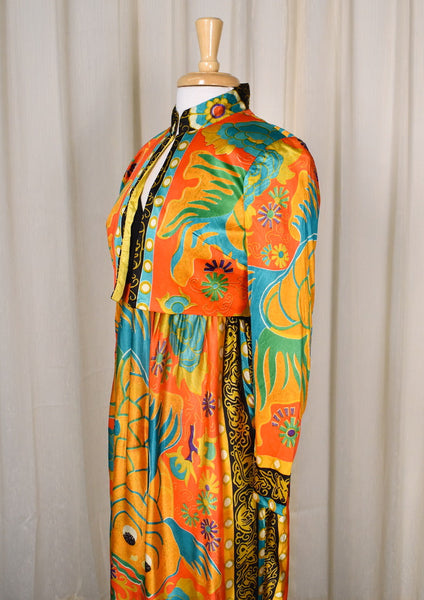 1960s Gold Fish Vintage Maxi Dress Set Cats Like Us