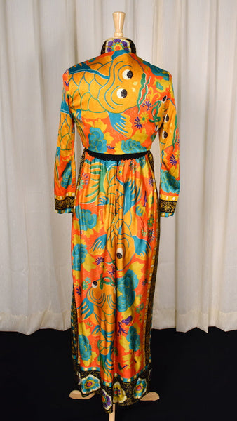 1960s Gold Fish Vintage Maxi Dress Set Cats Like Us
