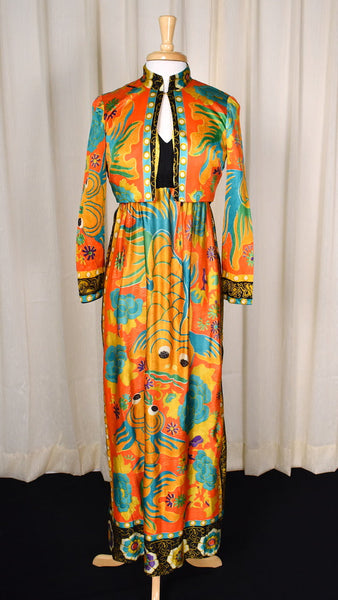 1960s Gold Fish Vintage Maxi Dress Set Cats Like Us