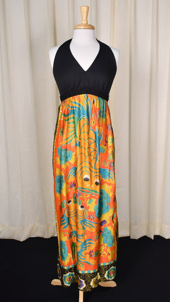 1960s Gold Fish Vintage Maxi Dress Set Cats Like Us