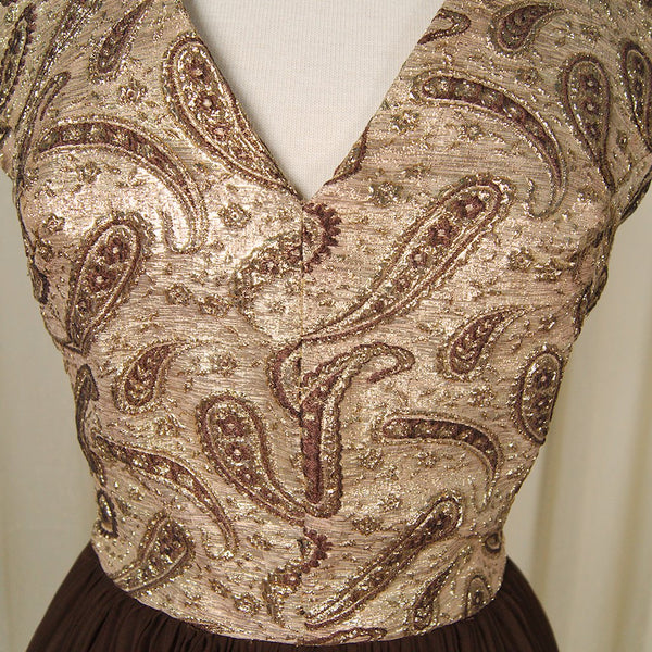 1960s Gold Paisley Swing Dress Cats Like Us