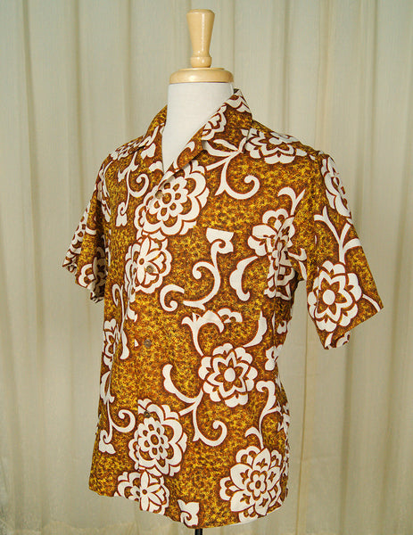 1960s Golden Hawaiian Shirt Cats Like Us