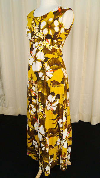 1960s Golden Hibiscus Dress Cats Like Us