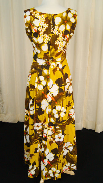 1960s Golden Hibiscus Dress Cats Like Us