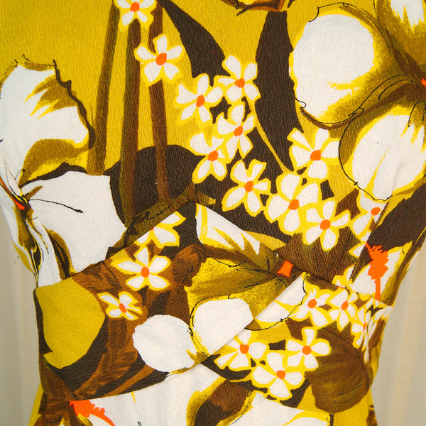 1960s Golden Hibiscus Dress Cats Like Us