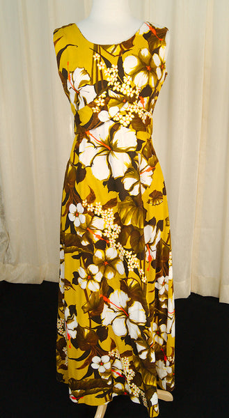 1960s Golden Hibiscus Dress Cats Like Us
