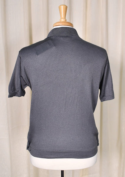 1960s Gray Striped Vintage Knit Shirt Cats Like Us