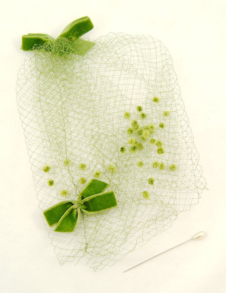 1960s Green Bow Veil Whimsy Cats Like Us