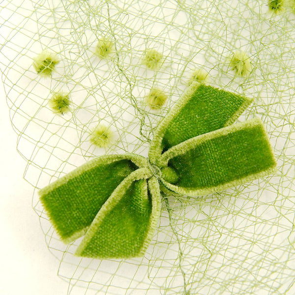 1960s Green Bow Veil Whimsy Cats Like Us