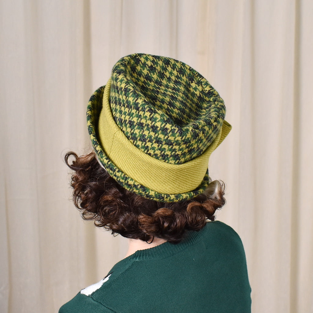 1960s Green Houndstooth Vintage Hat