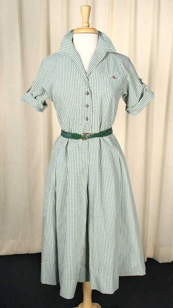 1960s Green Plaid Vintage Shirt Dress Cats Like Us
