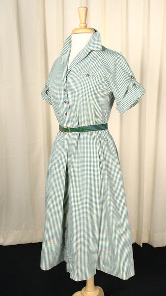1960s Green Plaid Vintage Shirt Dress Cats Like Us