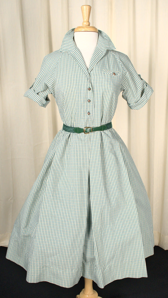 1960s Green Plaid Vintage Shirt Dress by Anjac, Marc Needleman Cats Like Us 1960s Green Plaid Vintage Shirt Dress by Anjac, Marc Needleman Cats Like Us