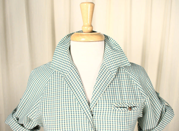 1960s Green Plaid Vintage Shirt Dress Cats Like Us