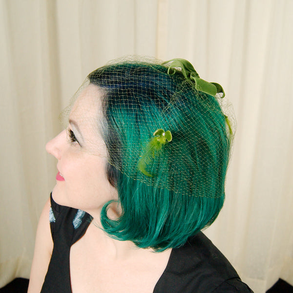 1960s Green feather Whimsy Cats Like Us