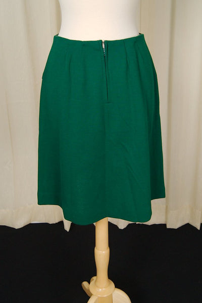 1960s Hunter Green A-Line Skirt Cats Like Us