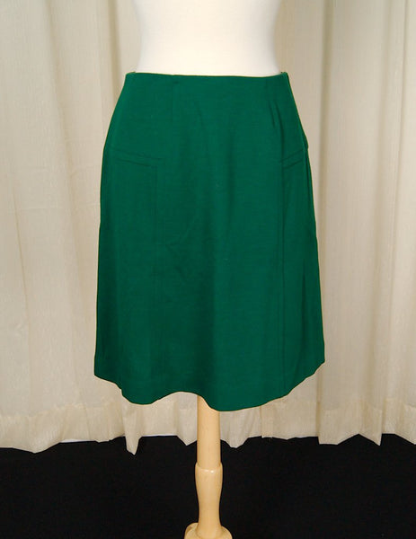 1960s Hunter Green A-Line Skirt Cats Like Us