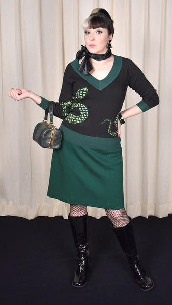 1960s Hunter Green A-Line Skirt Cats Like Us