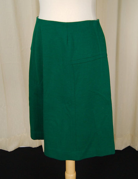 1960s Hunter Green A-Line Skirt Cats Like Us