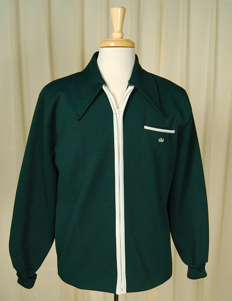 1960s Hunter Green Knit Jacket Cats Like Us