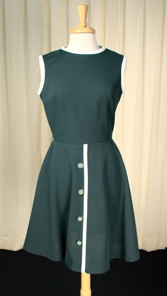 red xv dresses Vintage 1960s Hunter Green Mod Dress – Cats Like Us
