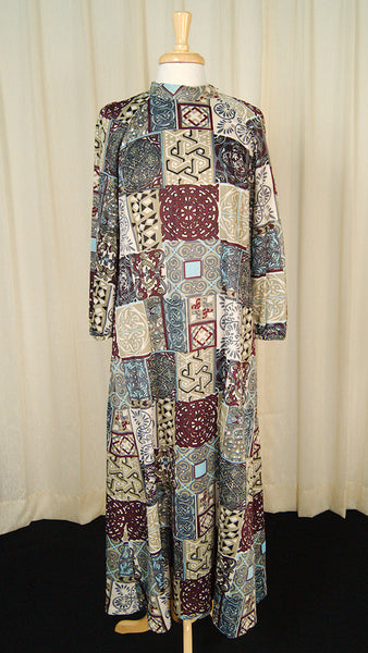 1960s Irish Tile Maxi Dress Cats Like Us
