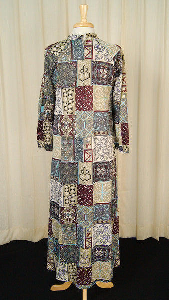 1960s Irish Tile Maxi Dress Cats Like Us