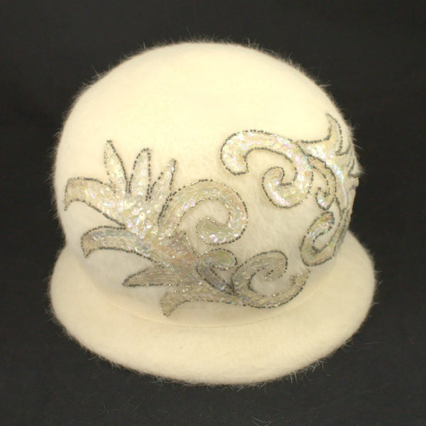 1960s Ivory Sequin Bubble Hat Cats Like Us