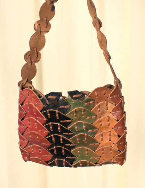 1960s Leather Leaf Handbag Cats Like Us